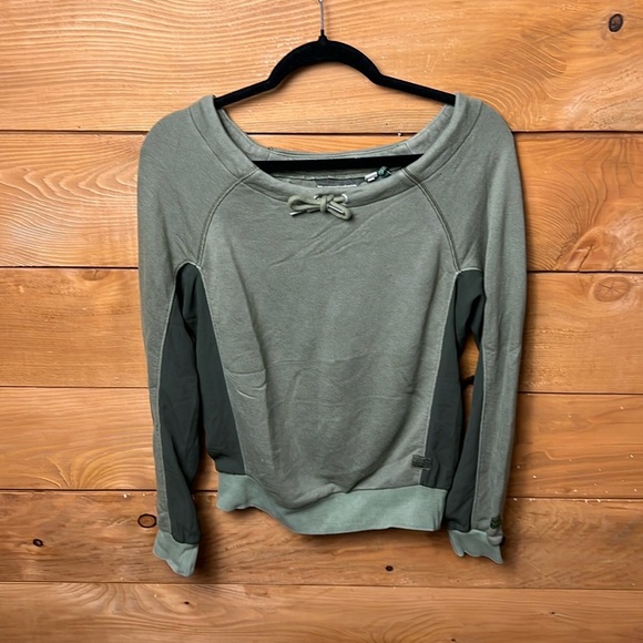 G Star Raw Women Army Green Boat Neck Ribbed Cuff Long Sleeve Ore Sweater XS Y2K - Picture 1 of 10